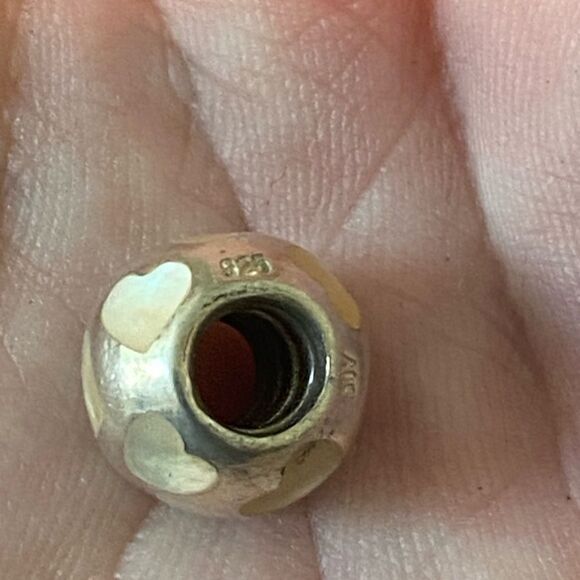 Authentic Pandora Mother Of Pearl Hearts Charm - Picture 2 of 2